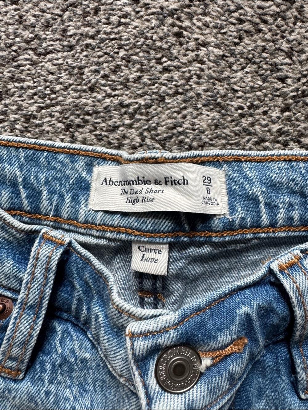 Abercrombie Curve Love Light Blue High-Rise Dad Shorts - Picture 2 of 3